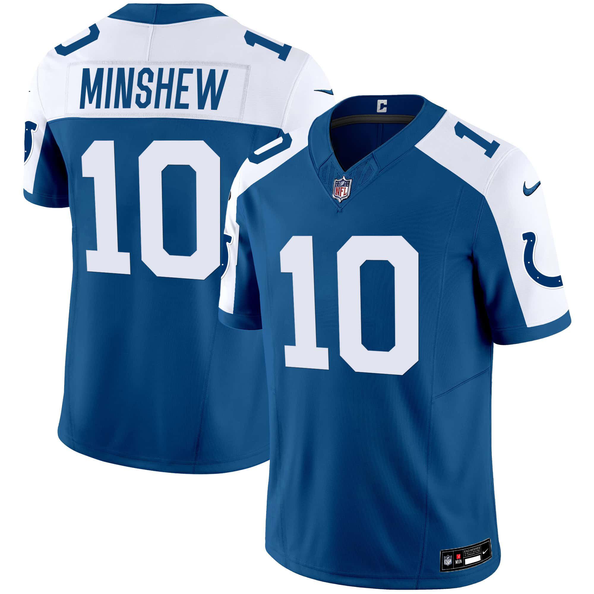 Men Indianapolis Colts 10 Minshew Blue 2024 Nike Vapor Limited NFL Jersey
